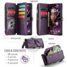 For iPhone 16 Plus CaseMe C36 Card Slots Zipper Wallet RFID Anti-theft Leather Phone Case(Purple) - 2