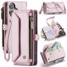 For iPhone 16 CaseMe C36 Card Slots Zipper Wallet RFID Anti-theft Leather Phone Case(Pink) - 1