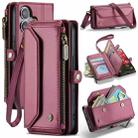 For iPhone 16 CaseMe C36 Card Slots Zipper Wallet RFID Anti-theft Leather Phone Case(Red) - 1