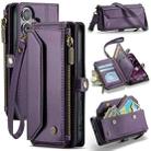 For iPhone 16 CaseMe C36 Card Slots Zipper Wallet RFID Anti-theft Leather Phone Case(Purple) - 1