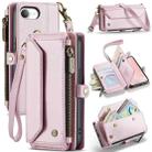 For iPhone 16e CaseMe C36 Card Slots Zipper Wallet RFID Anti-theft Leather Phone Case(Pink) - 1