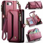 For iPhone 16e CaseMe C36 Card Slots Zipper Wallet RFID Anti-theft Leather Phone Case(Red) - 1