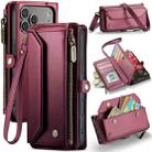 For iPhone 17 Pro Max CaseMe C36 Card Slots Zipper Wallet RFID Anti-theft Leather Phone Case(Red) - 1