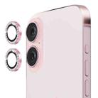 For iPhone 16 / 16 Plus ENKAY AR Anti-reflection Individual Diamond Ring Camera Lens Glass Full Film(Pink) - 1