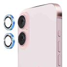 For iPhone 16 / 16 Plus ENKAY AR Anti-reflection Individual Diamond Ring Camera Lens Glass Full Film(Sky Blue) - 1