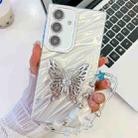 For Samsung Galaxy A35 5G Plating Glitter Lens Film Texture Butterfly Holder Wristband Phone Case(White Water Ripples) - 1