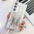 For Samsung Galaxy A54 5G Plating Glitter Lens Film Texture Butterfly Holder Wristband Phone Case(White Wrinkles) - 1