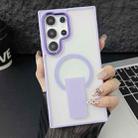 For Samsung Galaxy S23 Ultra 5G Acrylic Hybrid TPU MagSafe Holder Phone Case(Lavender Purple) - 1