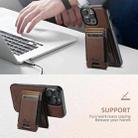 For iPhone 16 Pro Max Suteni H17 Cross Grain Leather MagSafe Detachable Wallet Phone Case(Brown) - 3