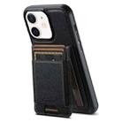 For iPhone 12 Suteni H17 Cross Grain Leather MagSafe Detachable Wallet Phone Case(Black) - 1