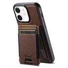 For iPhone 12 Suteni H17 Cross Grain Leather MagSafe Detachable Wallet Phone Case(Brown) - 1