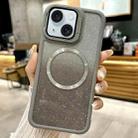 For iPhone 15 CD-grain Gradient Glitter Magsafe Acrylic Hybrid TPU Phone Case(Grey) - 1