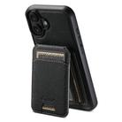 For iPhone 16 Plus Suteni H18 Cross Grain MagSafe Wallet Leather Phone Case(Black) - 1