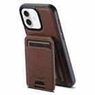 For iPhone 16 Plus Suteni H18 Cross Grain MagSafe Wallet Leather Phone Case(Brown) - 1