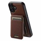 For iPhone 16 Suteni H18 Cross Grain MagSafe Wallet Leather Phone Case(Brown) - 1