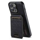 For iPhone 15 Pro Suteni H18 Cross Grain MagSafe Wallet Leather Phone Case(Black) - 1