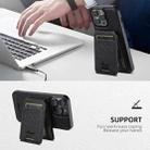 For iPhone 15 Pro Suteni H18 Cross Grain MagSafe Wallet Leather Phone Case(Black) - 3