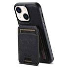 For iPhone 13 Suteni H18 Cross Grain MagSafe Wallet Leather Phone Case(Black) - 1