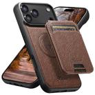 For iPhone 17 Pro Max Suteni H18 Cross Grain MagSafe Wallet Leather Phone Case(Brown) - 1