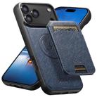 For iPhone 17 Pro Suteni H18 Cross Grain MagSafe Wallet Leather Phone Case(Blue) - 1