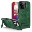 For iPhone 16 Pro Max Multi-function Holder MagSafe PU Phone Case(Green) - 1