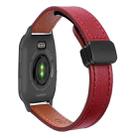 For Garmin Venu SQ2 Slim Magnetic Buckle 20mm Microfiber Leather Watch Band(Wine Red) - 1