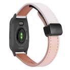 For Garmin Venu SQ2 Slim Magnetic Buckle 20mm Microfiber Leather Watch Band(Pink+Apricot) - 1