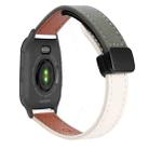 For Garmin Venu SQ2 Slim Magnetic Buckle 20mm Microfiber Leather Watch Band(Apricot+Avocado Green) - 1