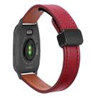 For Garmin Venu SQ Slim Magnetic Buckle 20mm Microfiber Leather Watch Band(Wine Red) - 1