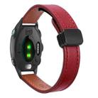 For Garmin Forerunner 245 Music Slim Magnetic Buckle 20mm Microfiber Leather Watch Band(Wine Red) - 1