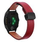 For Garmin Forerunner 645 Slim Magnetic Buckle 20mm Microfiber Leather Watch Band(Wine Red) - 1