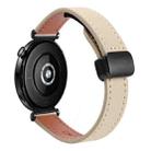 For Huawei Watch GT 4 41mm 18mm Slim Magnetic Buckle Microfiber Leather Watch Band(Cream Apricot) - 1