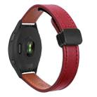 For Garmin Forerunner 265S 18mm Slim Magnetic Buckle Microfiber Leather Watch Band(Wine Red) - 1