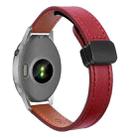 For Garmin Forerunner 255S 18mm Slim Magnetic Buckle Microfiber Leather Watch Band(Wine Red) - 1