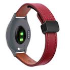 For Garmin Vivoactive 4S 18mm Slim Magnetic Buckle Microfiber Leather Watch Band(Wine Red) - 1