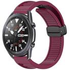 For Samsung Galaxy Watch 3 45mm Window Blind Magnetic Buckle 22mm Silicone Watch Band(Wine Red) - 1