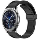 For Samsung Galaxy Gear S3 Classic Window Blind Magnetic Buckle 22mm Silicone Watch Band(Black) - 1