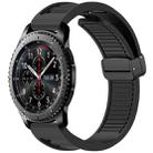 For Samsung Galaxy Gear S3 Frontier Window Blind Magnetic Buckle 22mm Silicone Watch Band(Black) - 1