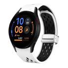 For Samsung Galaxy Watch FE 40mm Two Color Magnetic Folding Silver Buckle Silicone Watch Band(White Black) - 1