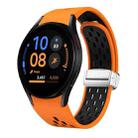 For Samsung Galaxy Watch FE 40mm Two Color Magnetic Folding Silver Buckle Silicone Watch Band(Orange Black) - 1