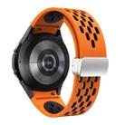 For Samsung Galaxy Watch FE 40mm Two Color Magnetic Folding Silver Buckle Silicone Watch Band(Orange Black) - 2