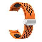 For Samsung Galaxy Watch FE 40mm Two Color Magnetic Folding Silver Buckle Silicone Watch Band(Orange Black) - 3