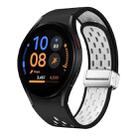 For Samsung Galaxy Watch FE 40mm Two Color Magnetic Folding Silver Buckle Silicone Watch Band(Black White) - 1