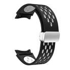 For Samsung Galaxy Watch FE 40mm Two Color Magnetic Folding Silver Buckle Silicone Watch Band(Black White) - 3