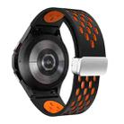 For Samsung Galaxy Watch FE 40mm Two Color Magnetic Folding Silver Buckle Silicone Watch Band(Black Orange) - 2