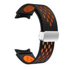 For Samsung Galaxy Watch FE 40mm Two Color Magnetic Folding Silver Buckle Silicone Watch Band(Black Orange) - 3