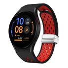 For Samsung Galaxy Watch FE 40mm Two Color Magnetic Folding Silver Buckle Silicone Watch Band(Black Red) - 1