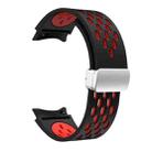 For Samsung Galaxy Watch FE 40mm Two Color Magnetic Folding Silver Buckle Silicone Watch Band(Black Red) - 3