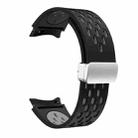 For Samsung Galaxy Watch FE 40mm Two Color Magnetic Folding Silver Buckle Silicone Watch Band(Black Gray) - 3