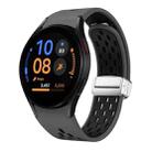 For Samsung Galaxy Watch FE 40mm Two Color Magnetic Folding Silver Buckle Silicone Watch Band(Coal Black) - 1